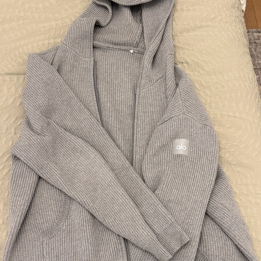 ALO Yoga Gray Ribbed Hoodie